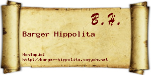 Barger Hippolita névjegykártya